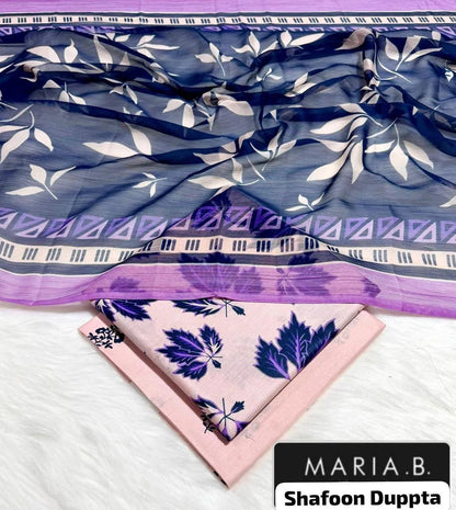 Peach Printed Lawn 3Pcs Set Dupatta Set