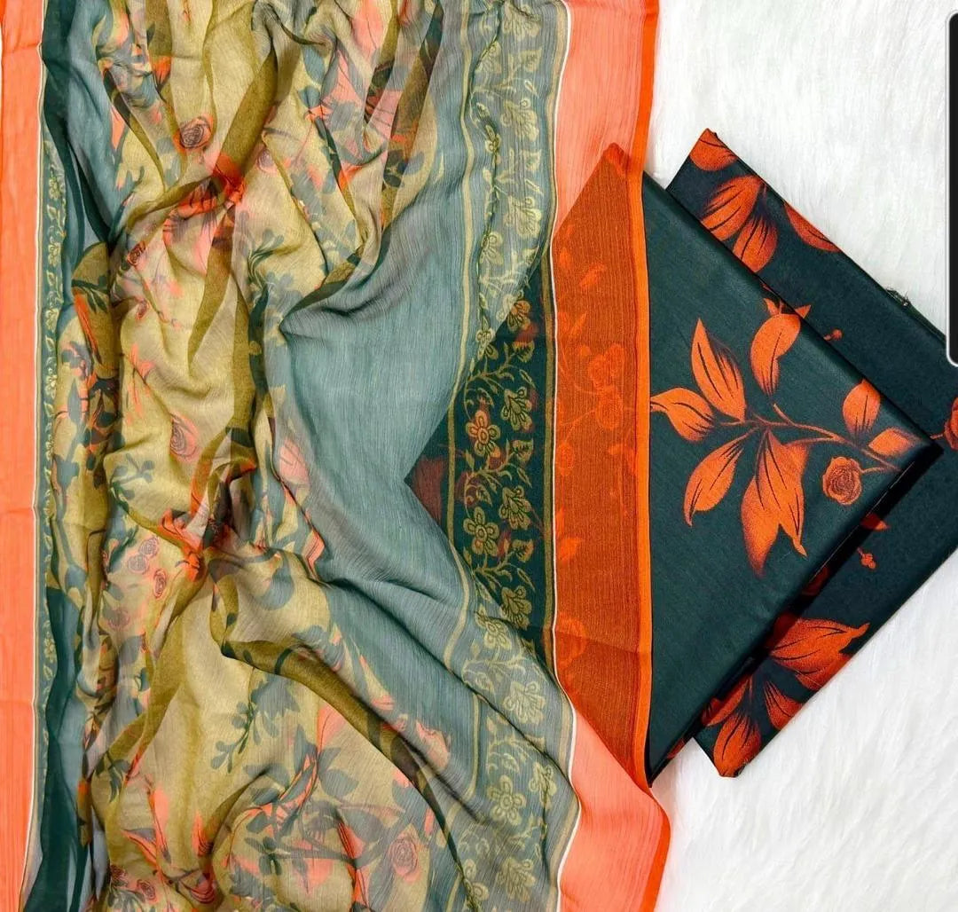 Maria B Printed Lawn 3Pcs Set Black