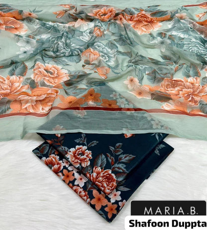 Maria B Printed Lawn 3Pcs Set Black