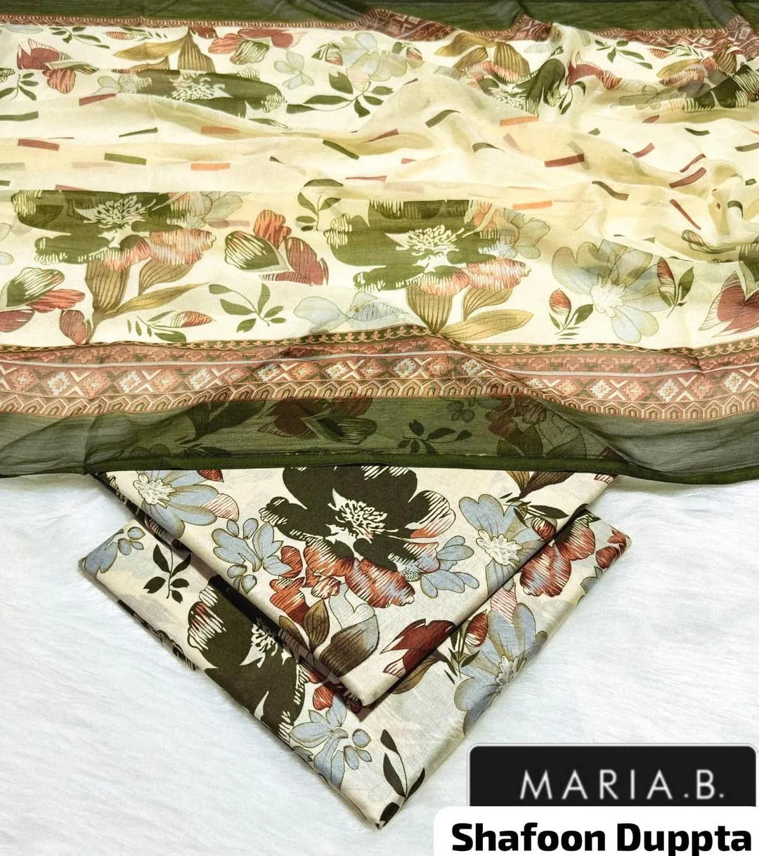 Maria B Printed Lawn 3Pcs Set White