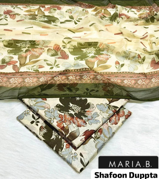 Maria B Printed Lawn 3Pcs Set White