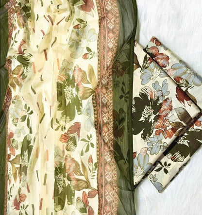 Maria B Printed Lawn 3Pcs Set White