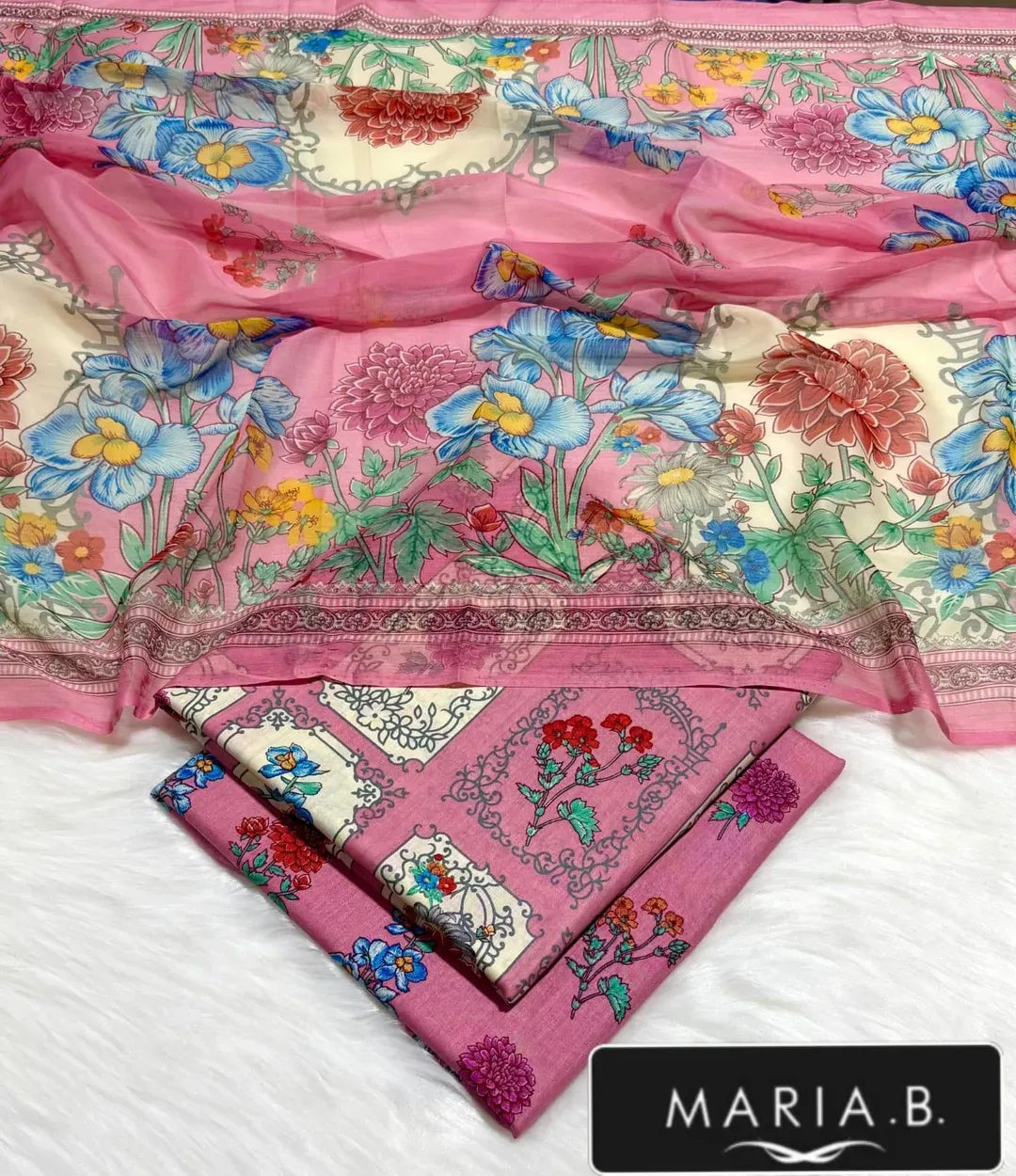 Pink Printed Lawn 3Pcs Set for Women