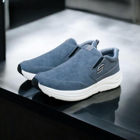Casual Grey Synthetic Leather Sneakers