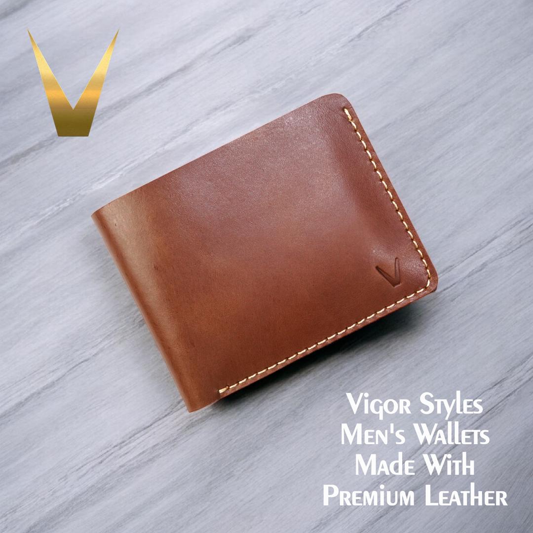 Men's Brown Leather Bi-Fold Wallet with RFID Protection
