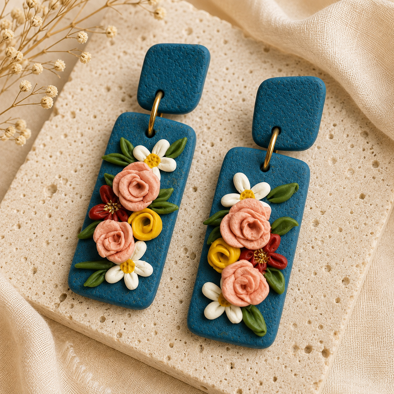 Resin Plating Resin Dangling Earrings