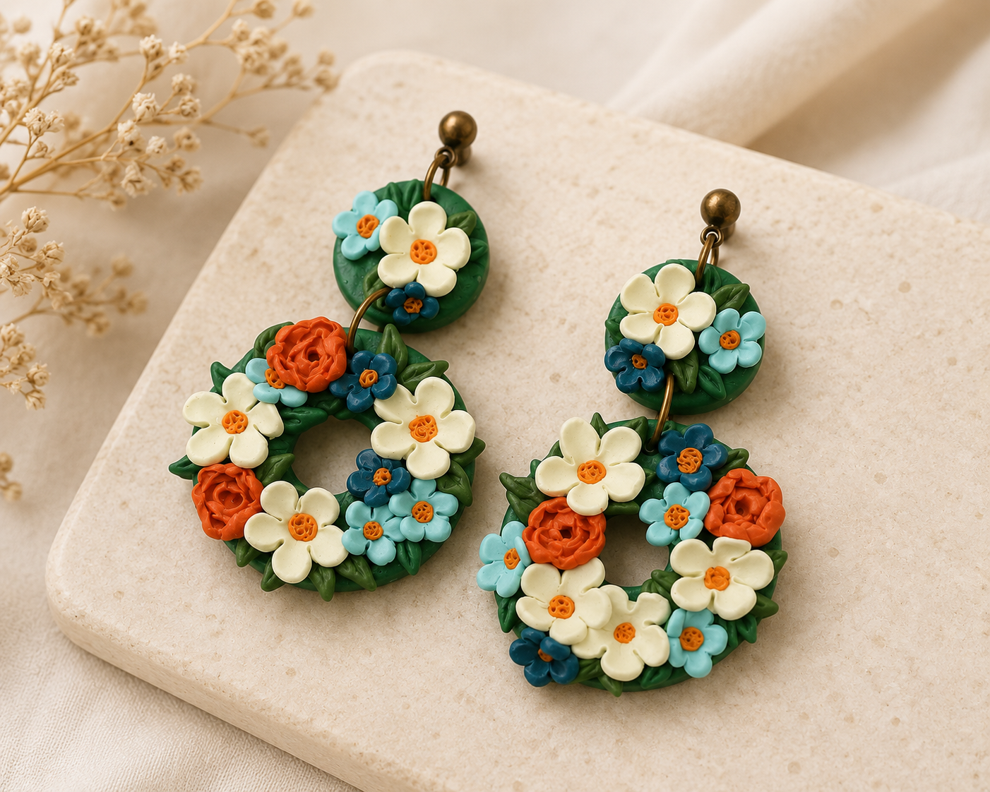 Resin Plating Resin Dangling Earrings