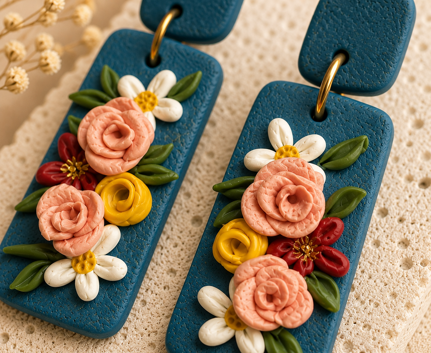 Resin Plating Resin Dangling Earrings