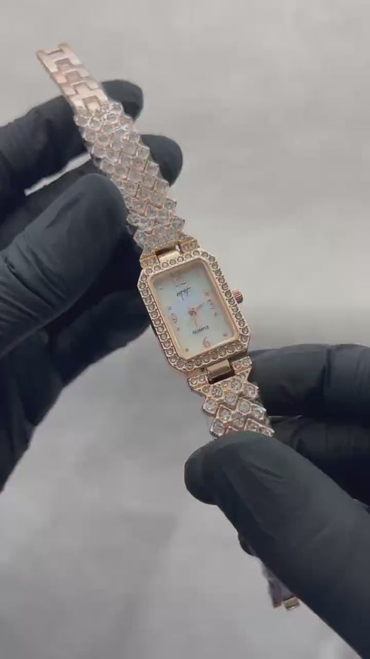 Women's Quartz Square Bracelet Watch - 1 Pc Water Resistant with Textured Strap