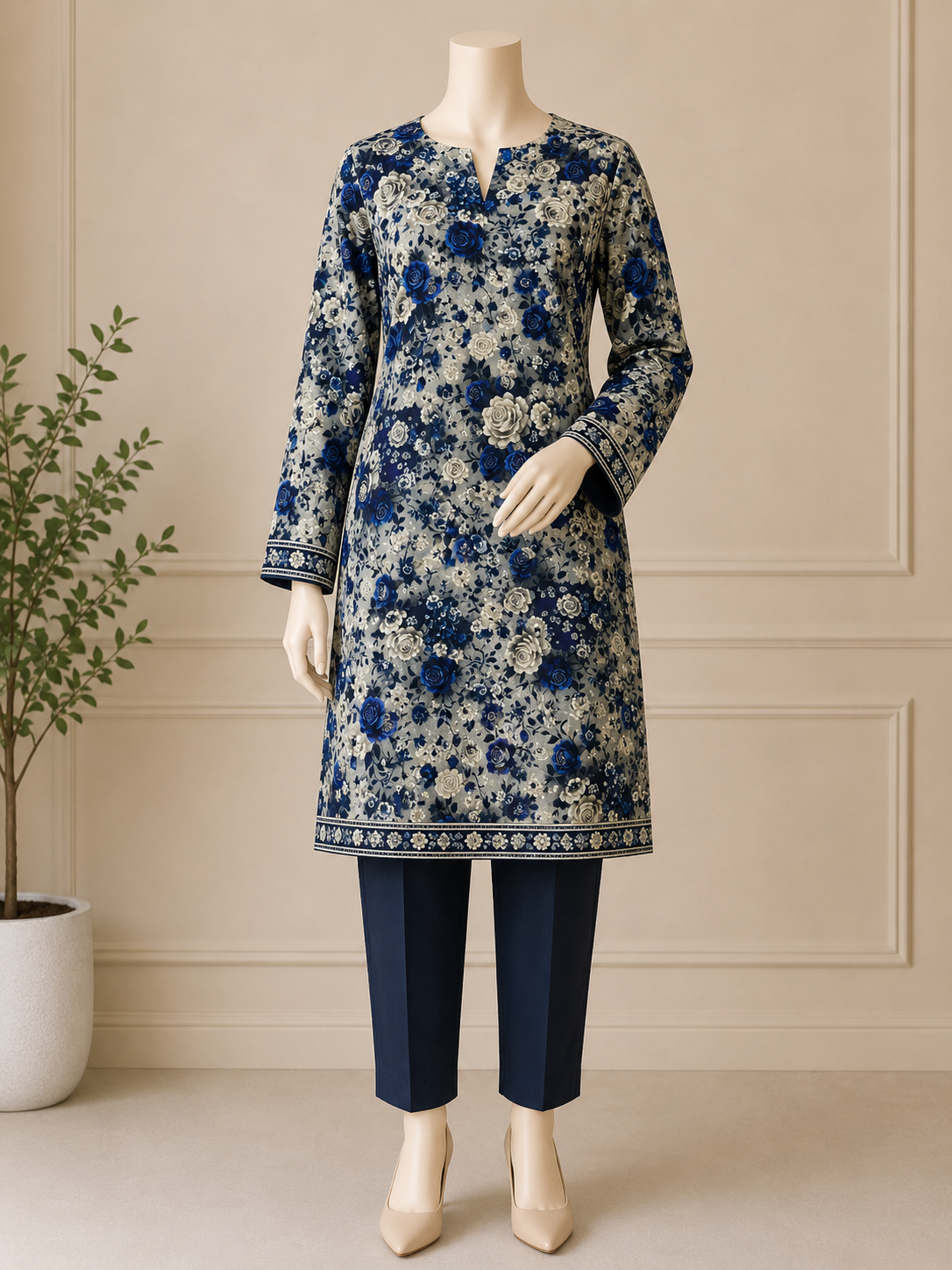 2 Pcs Women's Unstitched Digital Print Suit
