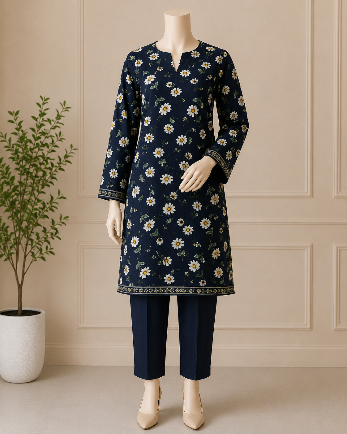 2 Pcs Women's Unstitched Digital Print Suit