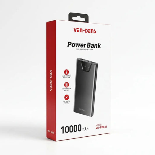 VEN-DENS 10000mAh Portable Power Bank (VD-PB041) with Charging Cable