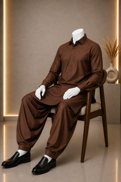 Premium Brown Boski Plain Suit for Men