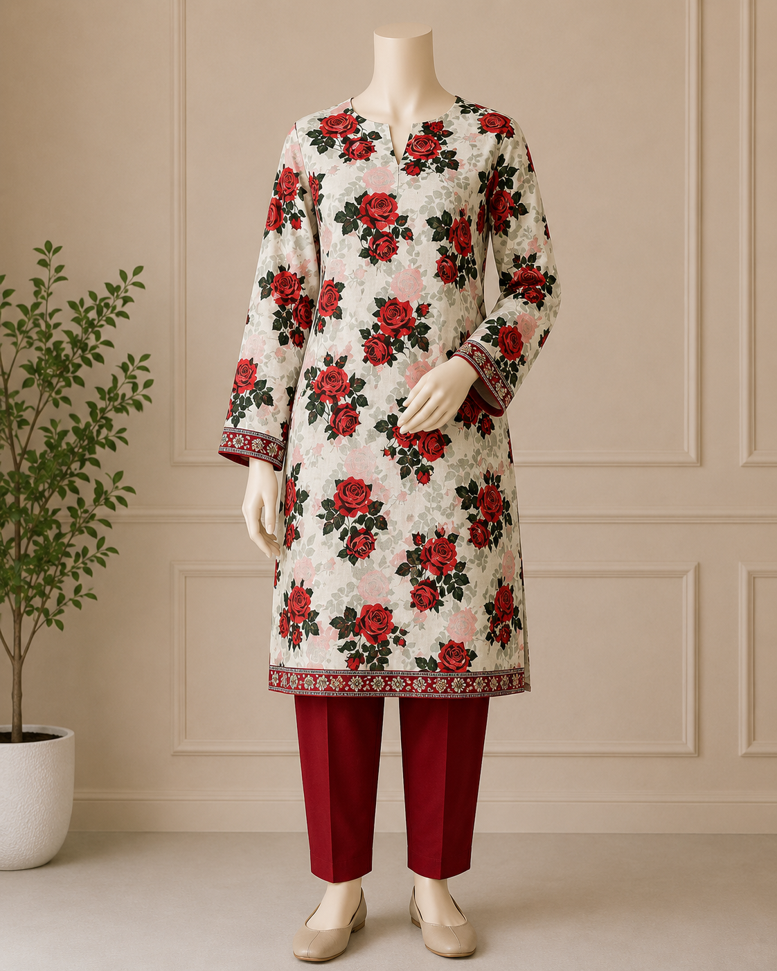 2 Pcs Women's Unstitched Digital Print Suit