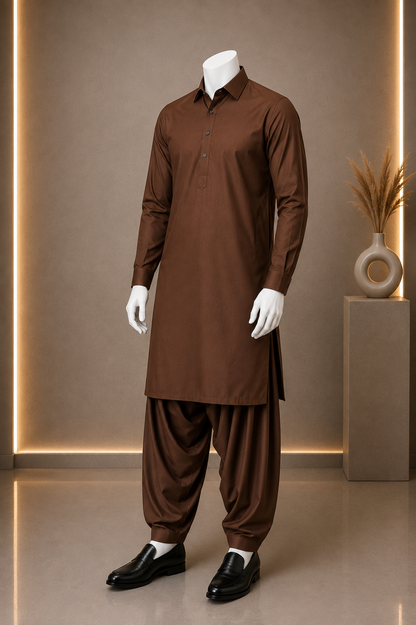 Premium Brown Boski Plain Suit for Men
