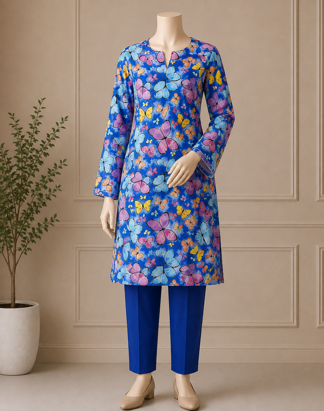 2 Pcs Women's Unstitched Digital Print Suit