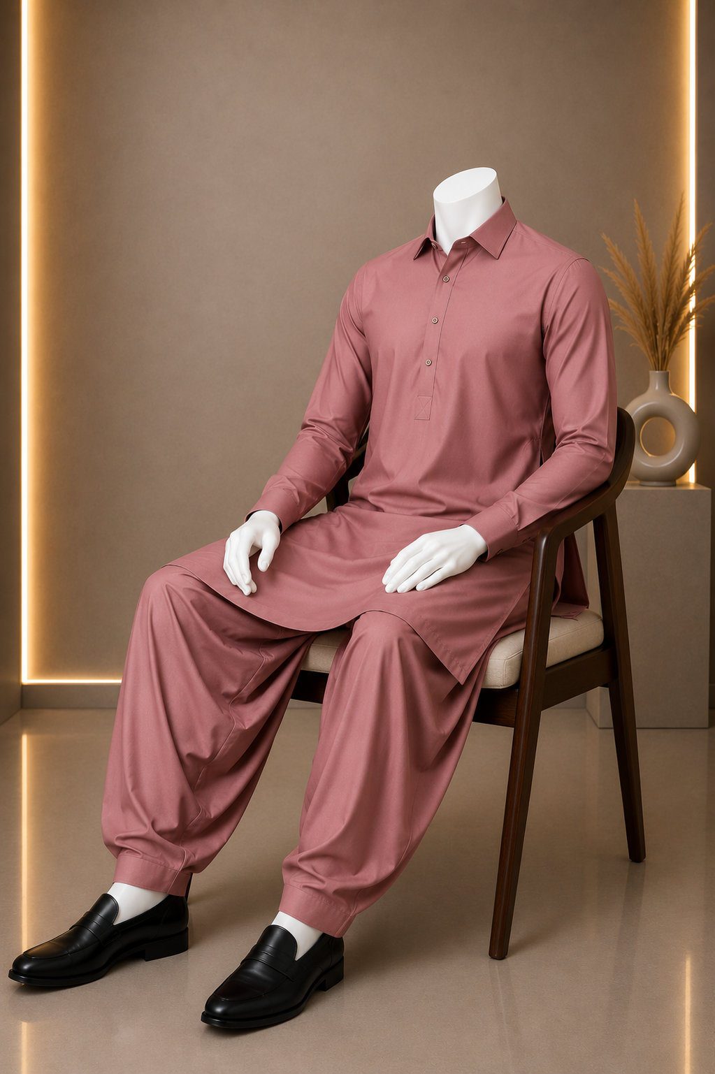 Premium Boski Plain Pink Suit for Men