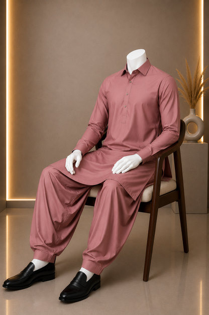 Premium Boski Plain Pink Suit for Men