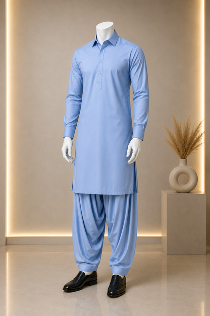 Premium Blue Boski Plain Suit for Men