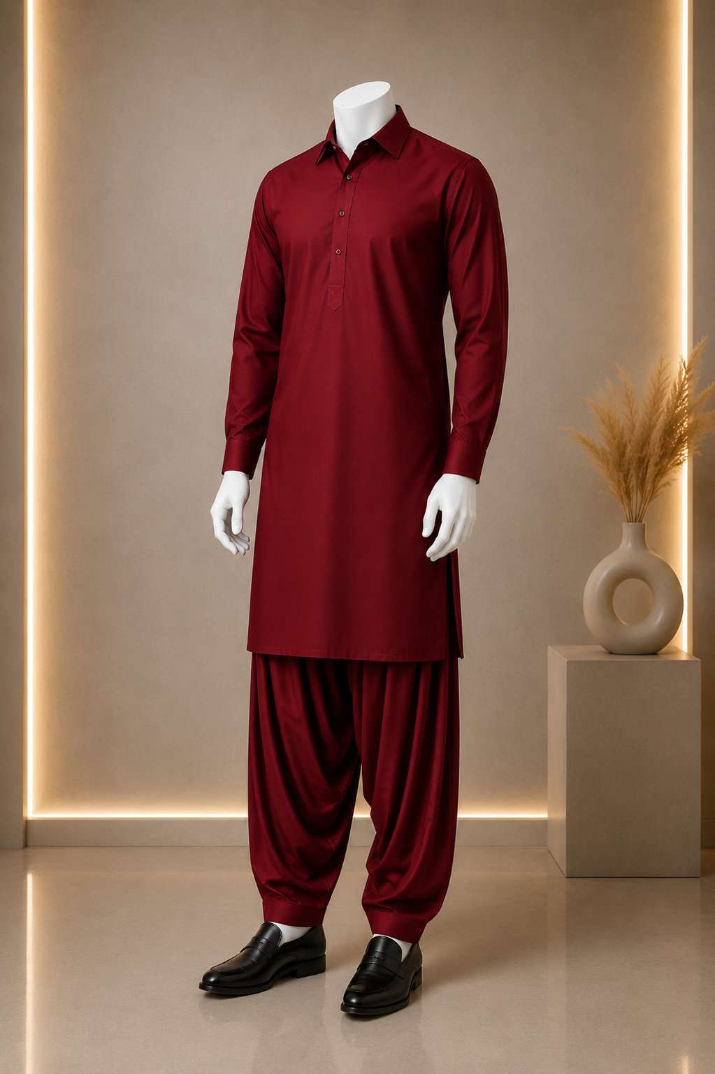 Unstitched Boski Suit Red Grapes
