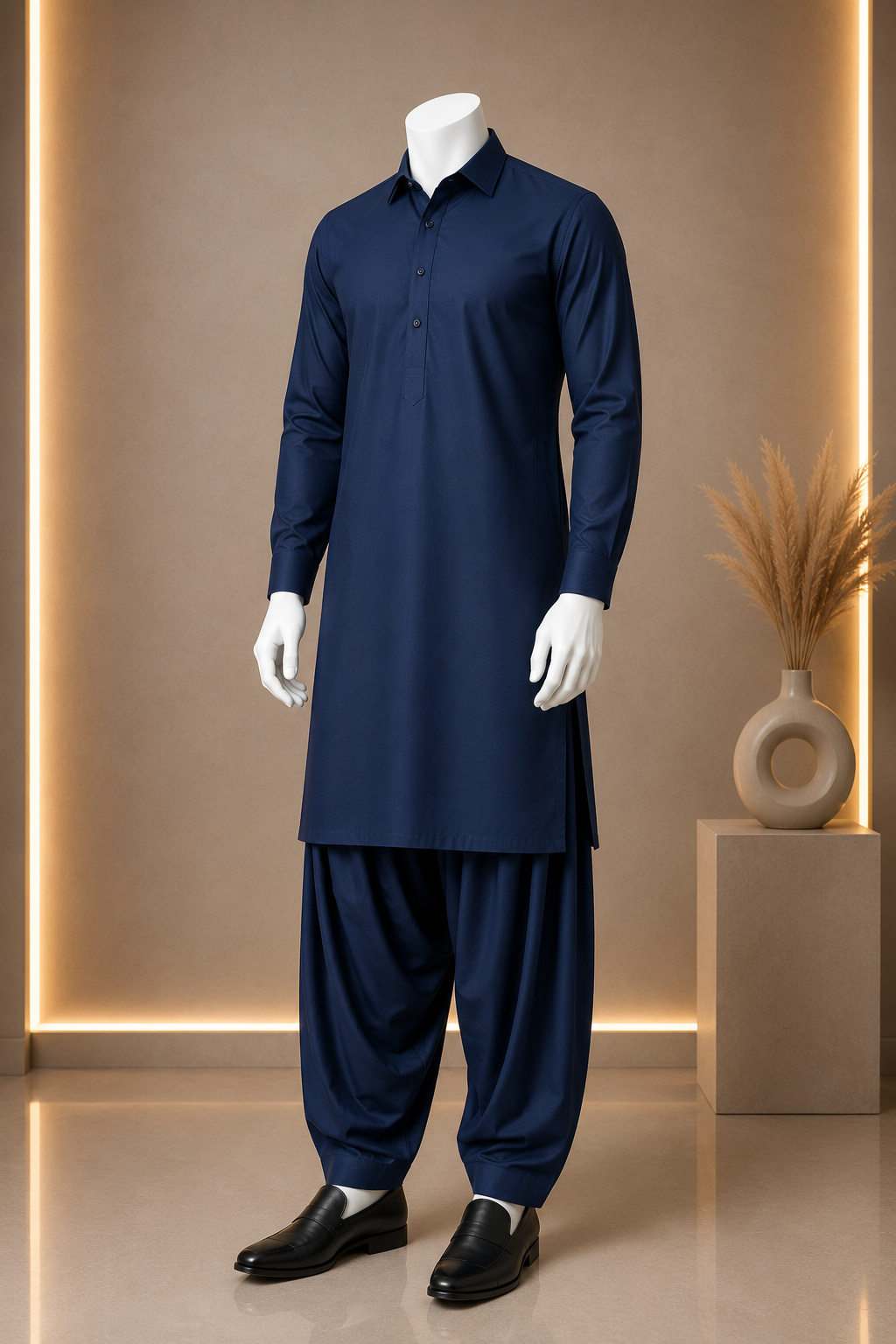 Navy Blue Boski Men Suit with Brand Tag & Bag