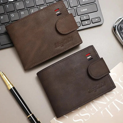 Men's Brown Leather Coin Purse Multi-Card Wallet