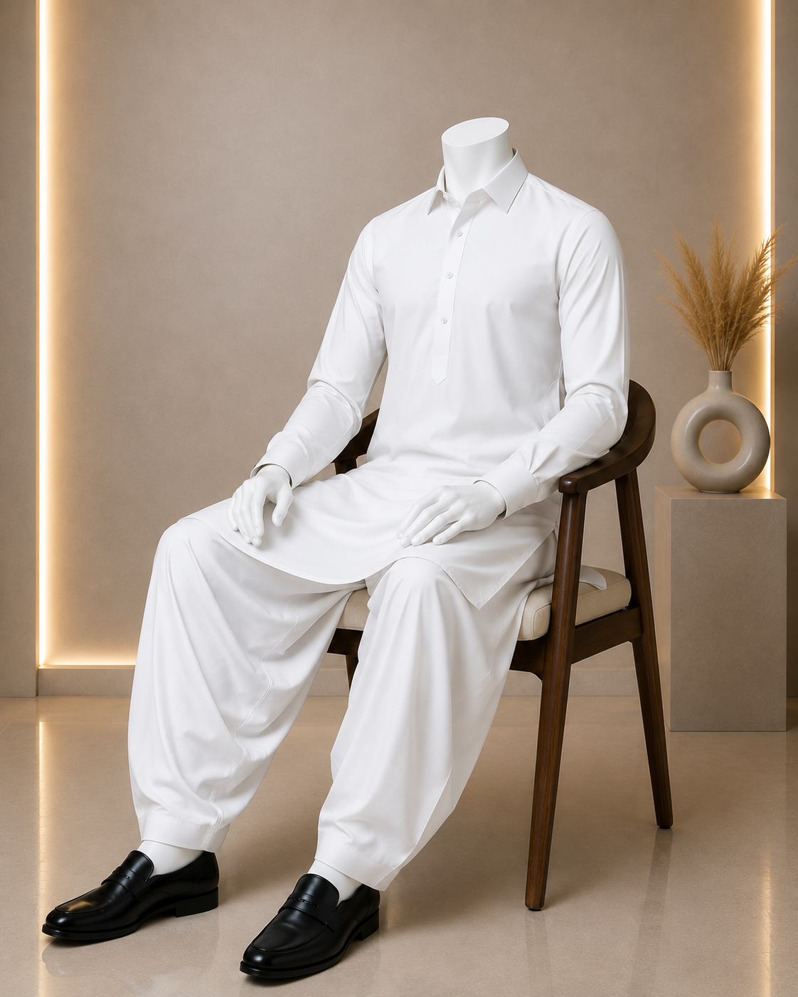 Men's Unstitched Wash & Wear Suit Pearl White