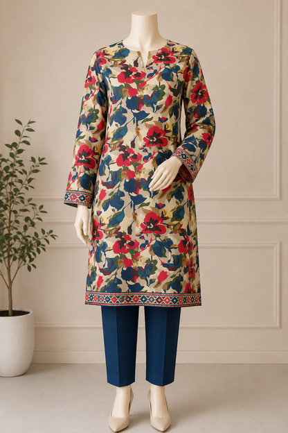 2 Pcs Women's Unstitched Digital Print Suit