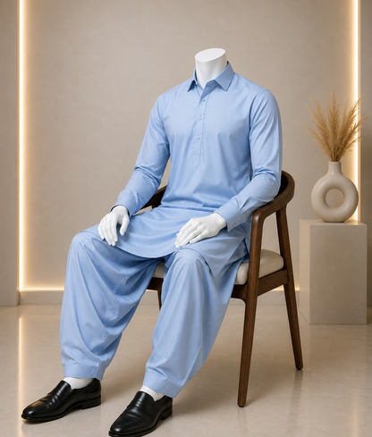 Premium Blue Boski Plain Suit for Men