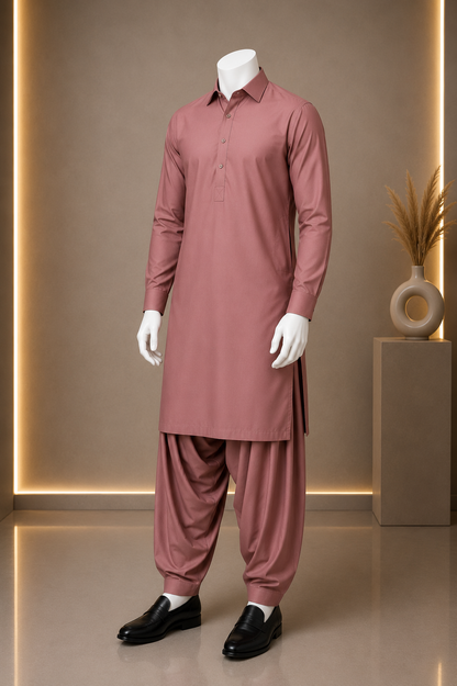 Premium Boski Plain Pink Suit for Men