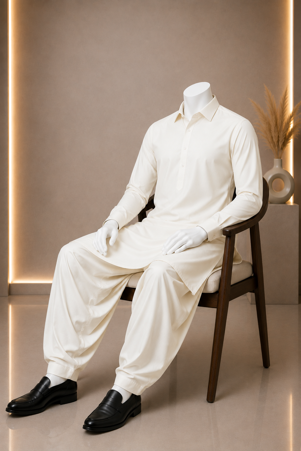 Unstitched Boski Men Suit Off White Wash & Wear