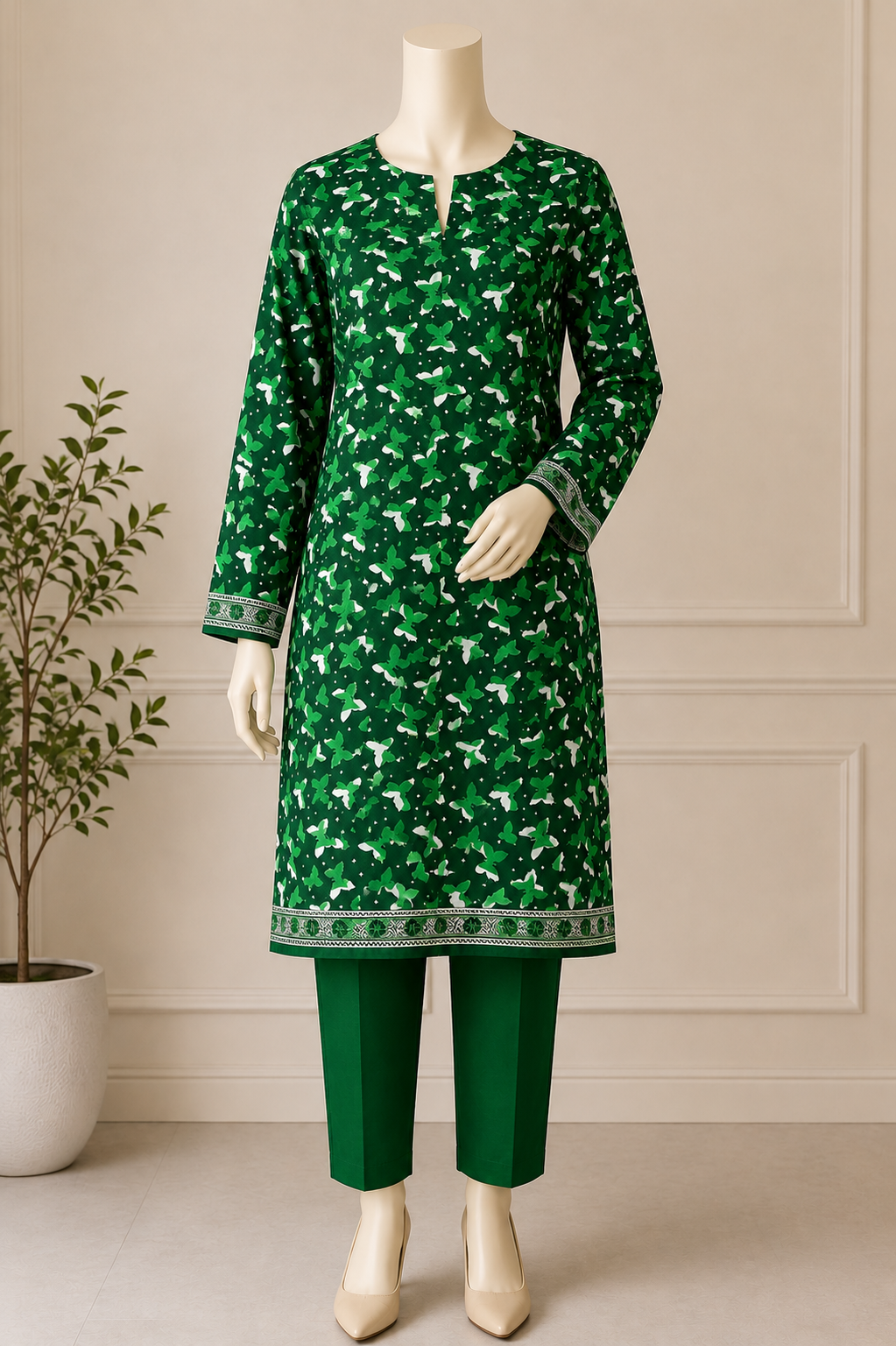 2 Pcs Women's Unstitched Digital Print Suit