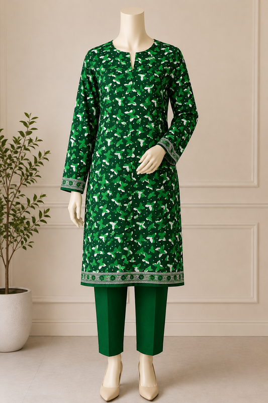 2 Pcs Women's Unstitched Digital Print Suit