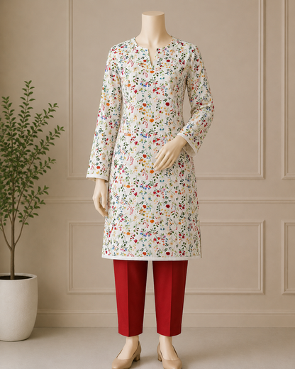 2 Pcs Women's Unstitched Digital Print Suit