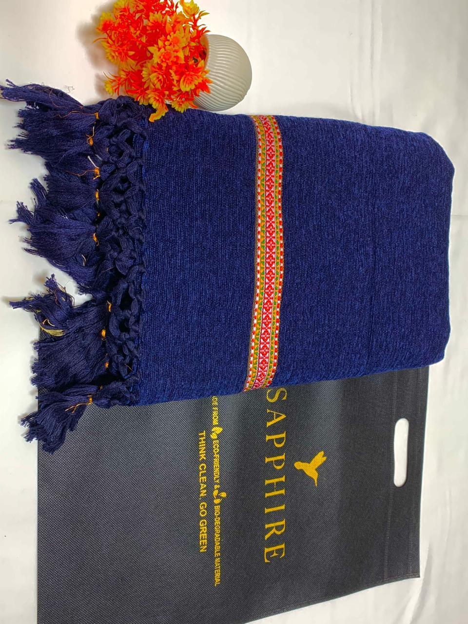 1 Pc Men's Velvet Embroidered Border Shawl