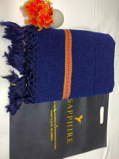 1 Pc Men's Velvet Embroidered Border Shawl