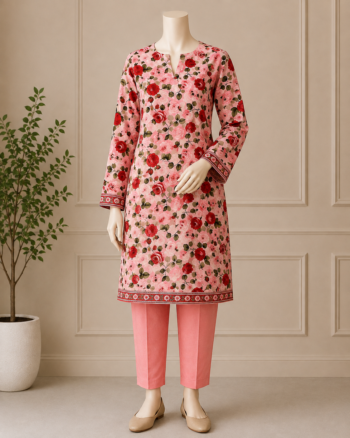 2 Pcs Women's Unstitched Digital Print Suit