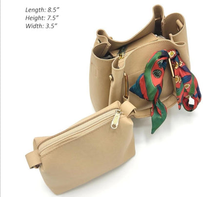 Women's PU Leather Plain Hand Bag Set