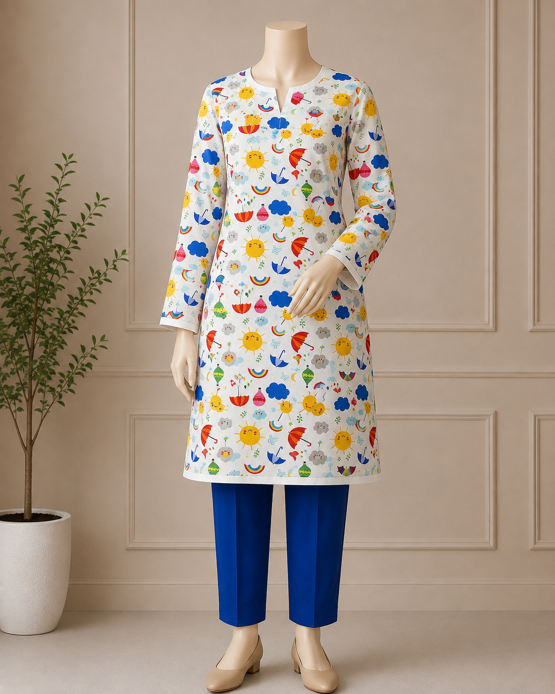 2 Pcs Women's Unstitched Digital Print Suit