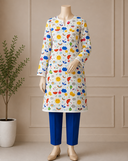 2 Pcs Women's Unstitched Digital Print Suit