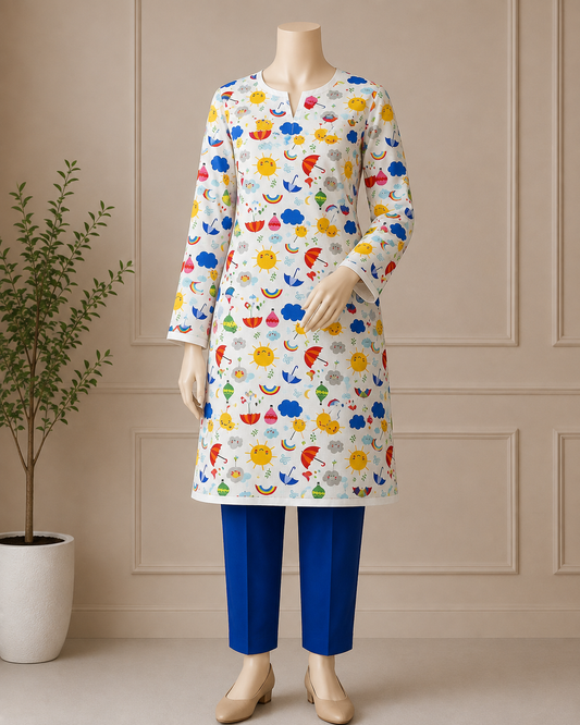 2 Pcs Women's Unstitched Digital Print Suit