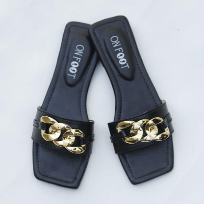 Women's Fancy Flats - Buckle Chain