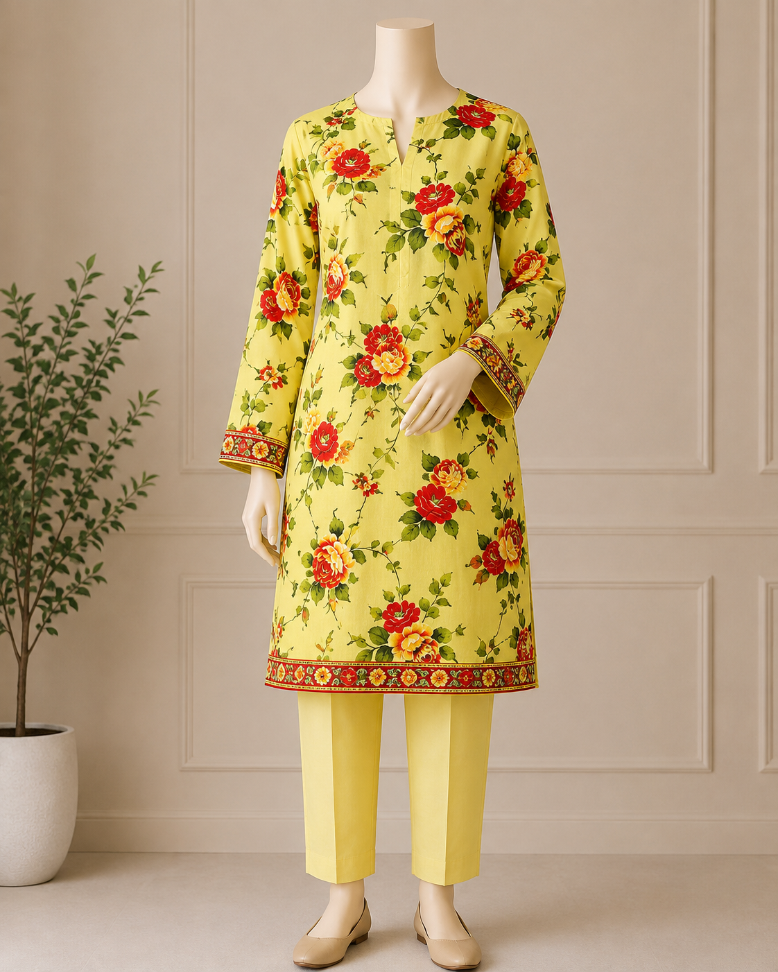2 Pcs Women's Unstitched Digital Print Suit