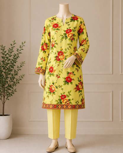 2 Pcs Women's Unstitched Digital Print Suit