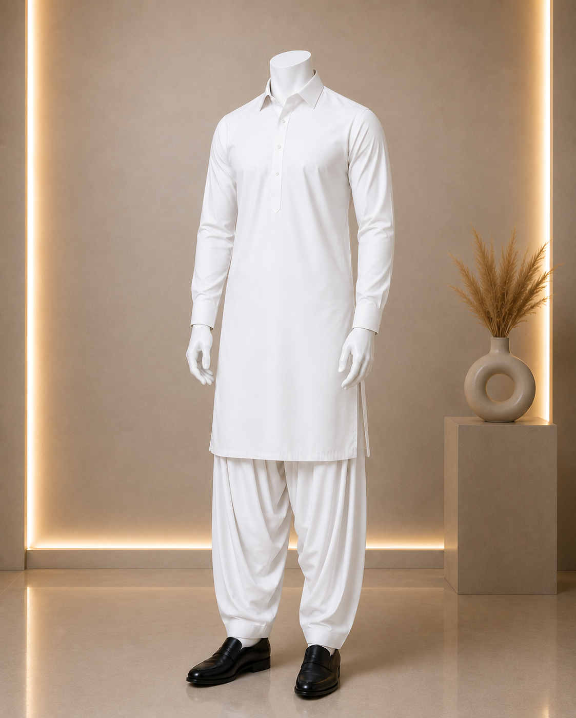 Men's Unstitched Wash & Wear Suit Pearl White